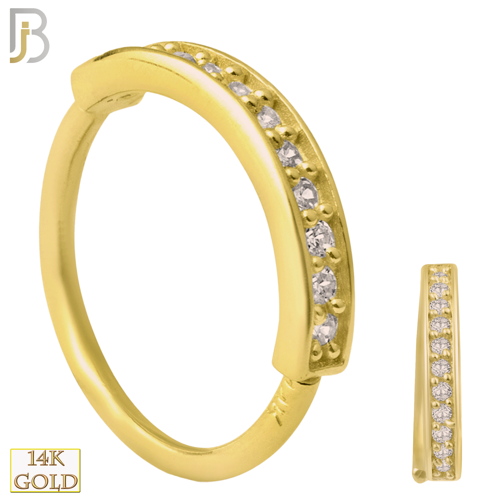 14-CT33C - 14k Solid Gold 11 Zircon Hoop Piercing image 0