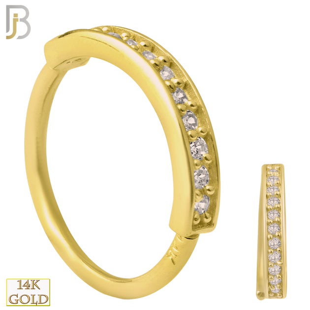 14-CT33C - 14k Solid Gold 11 Zircon Hoop Piercing image 0