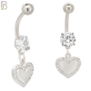 N084  - 316L Stainless Steel Dangling Plain Heart Center Surrounded with CZ Belly Ring image 1
