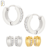 ES132 - Stainless Steel Huggies Hoops Earrings with Round Zircon image 0