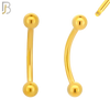 EC01G - 316L Surgical Steel Gold Plated Curved Plain Barbell Screw Ball External Threaded (PACK OF 6) image 0