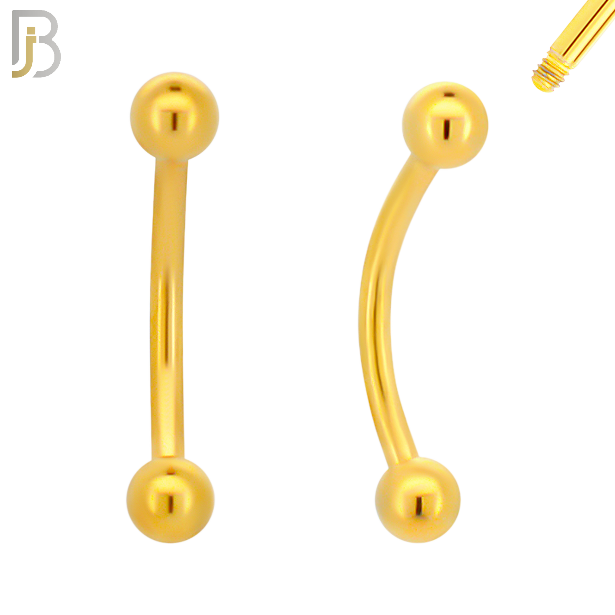 EC01G - 316L Surgical Steel Gold Plated Curved Plain Barbell Screw Ball External Threaded (PACK OF 6) image 0