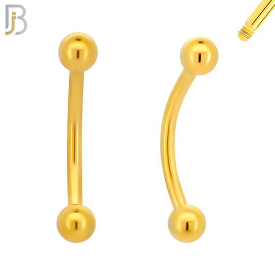 EC01G - 316L Surgical Steel Gold Plated Curved Plain Barbell Screw Ball External Threaded (PACK OF 6) image 0