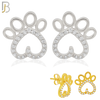 925-ES215 - .925 Sterling Silver Heart Shaped Paw Design Earring Stud with Clear Zircon image 0