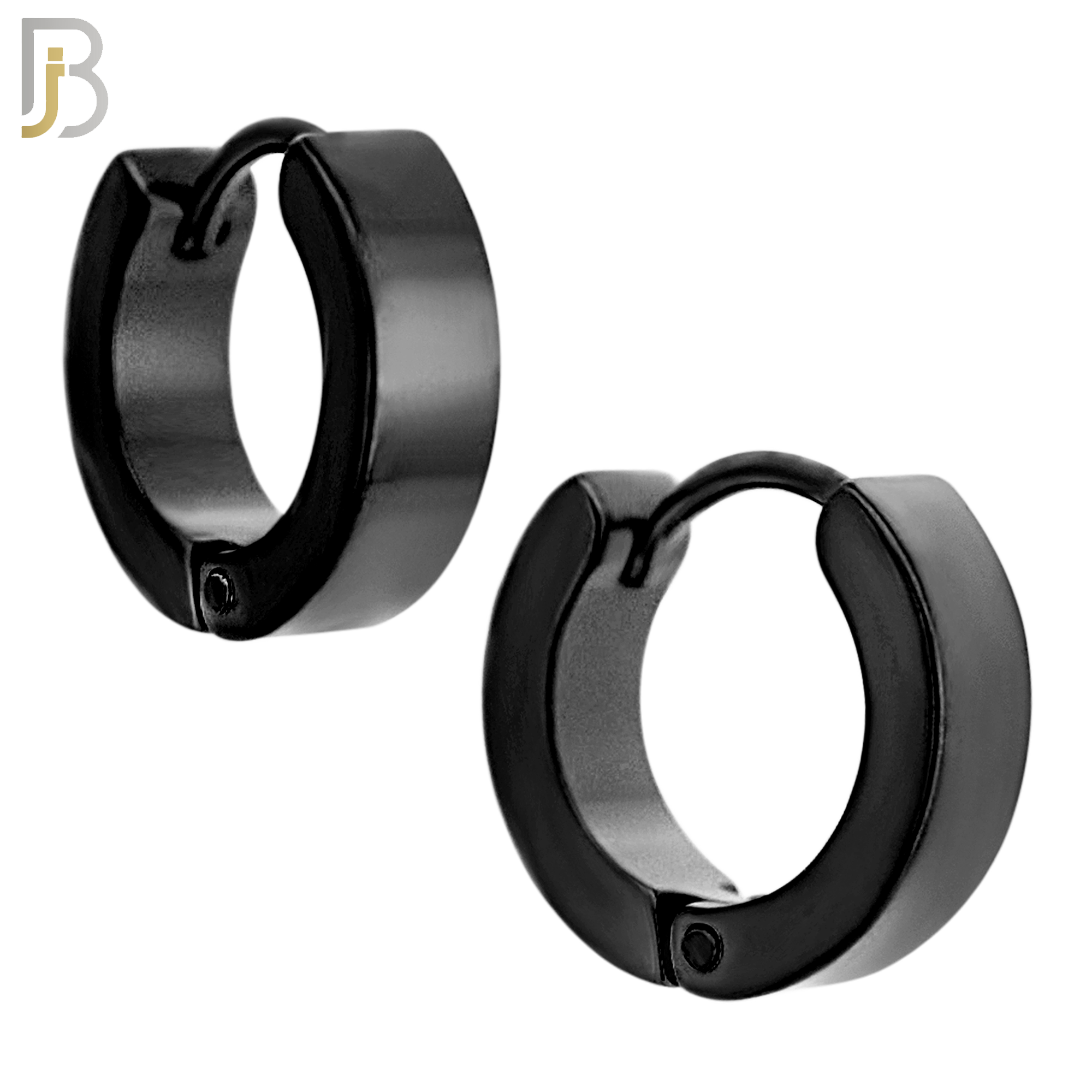 ES85K - 316L Stainless Steel Black Plated Plain Design Huggies Clip On image 4