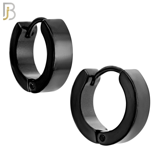 ES85K - 316L Stainless Steel Black Plated Plain Design Huggies Clip On image 4