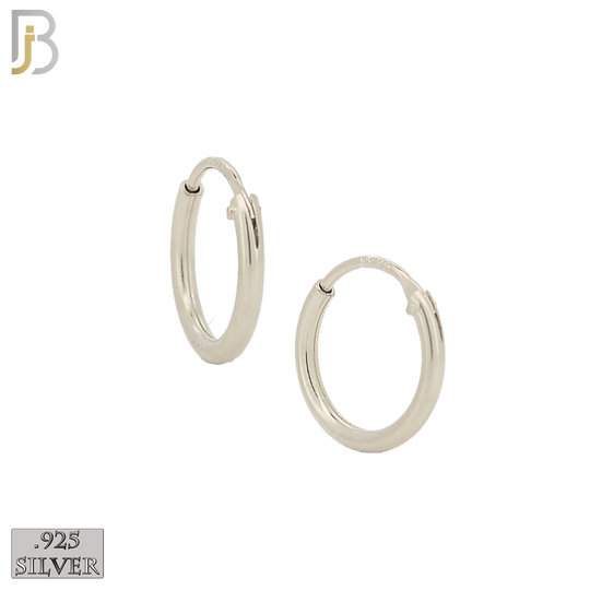 925-ES310S - .925 Sterling Silver Plain Hoop Earrings - 12mm image