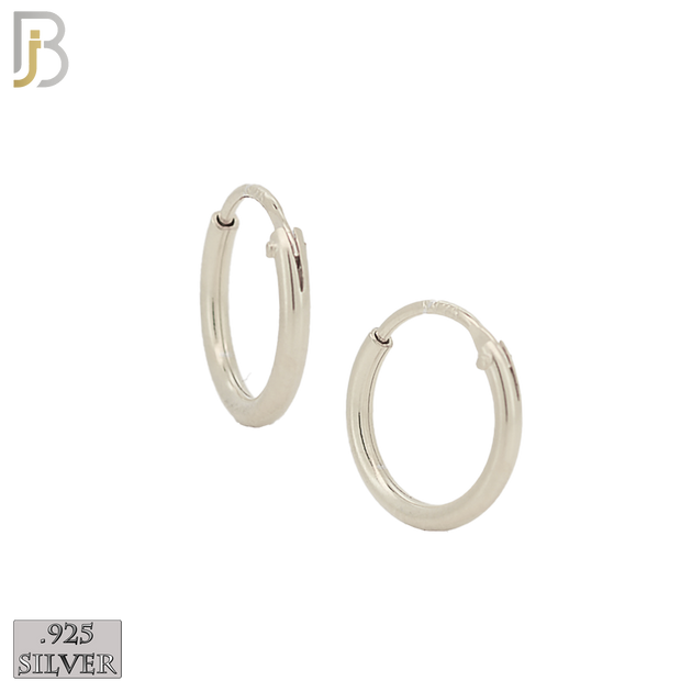 925-ES310S - .925 Sterling Silver Plain Hoop Earrings - 12mm image