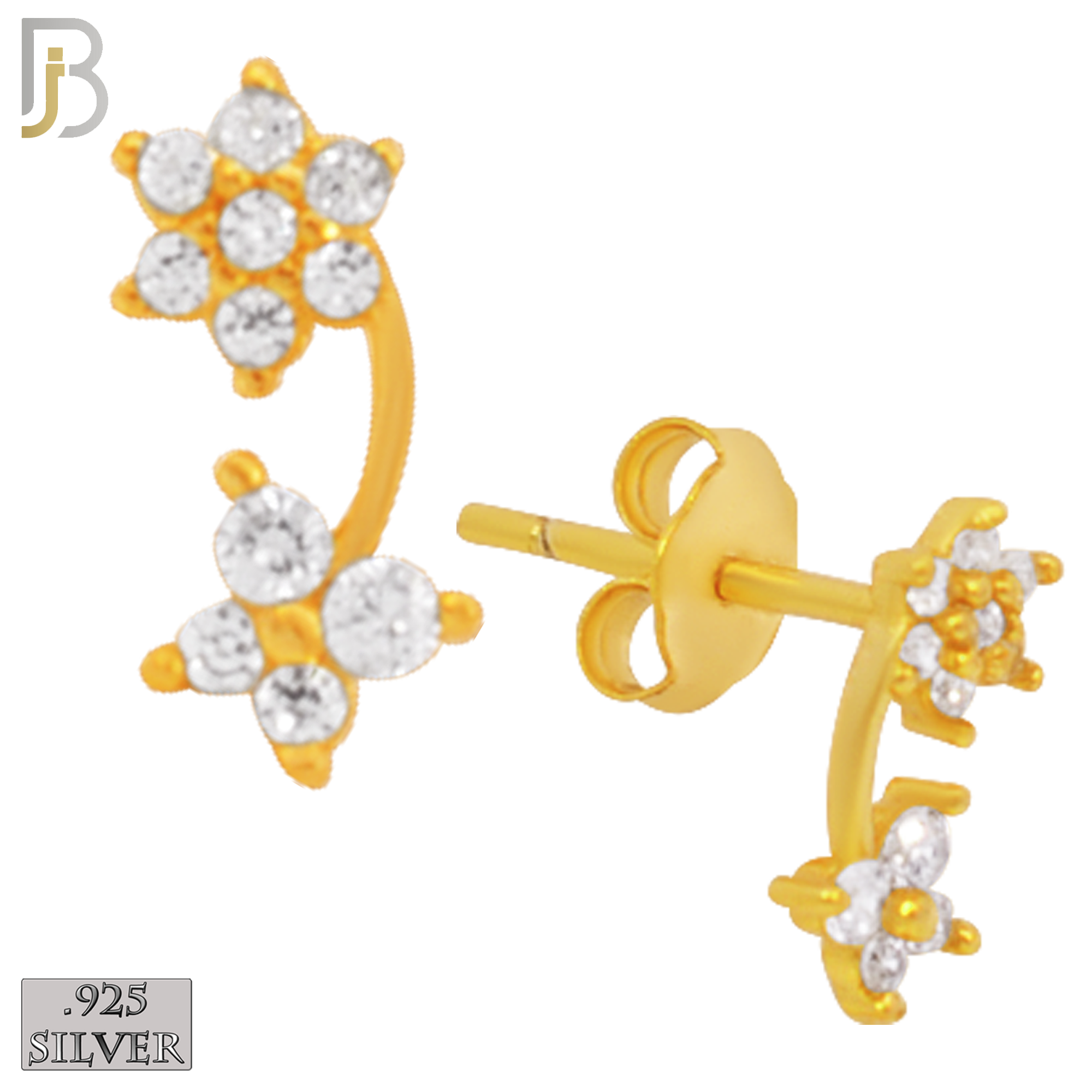 925-ES185 – .925 Sterling Silver 6 Petal Flower and Butterfly with Zircon image 2