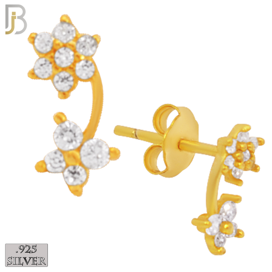 925-ES185 – .925 Sterling Silver 6 Petal Flower and Butterfly with Zircon image 2