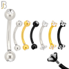 PK-EC03M - 316L Surgical Steel Curved Barbell External Threaded with Bezel Set and Prong Set Zircon image 1