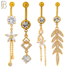 PK-N005 - 316L Surgical Steel Different Designs Dangle Belly Rings - Pack of 16 image 2