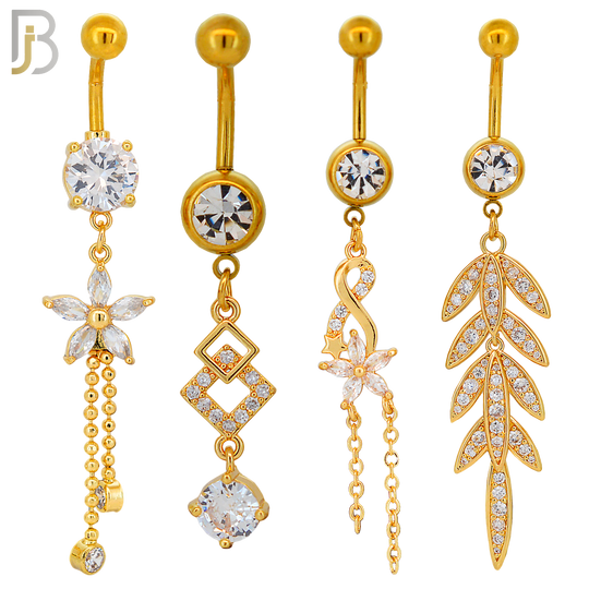 PK-N005 - 316L Surgical Steel Different Designs Dangle Belly Rings - Pack of 16 image 2