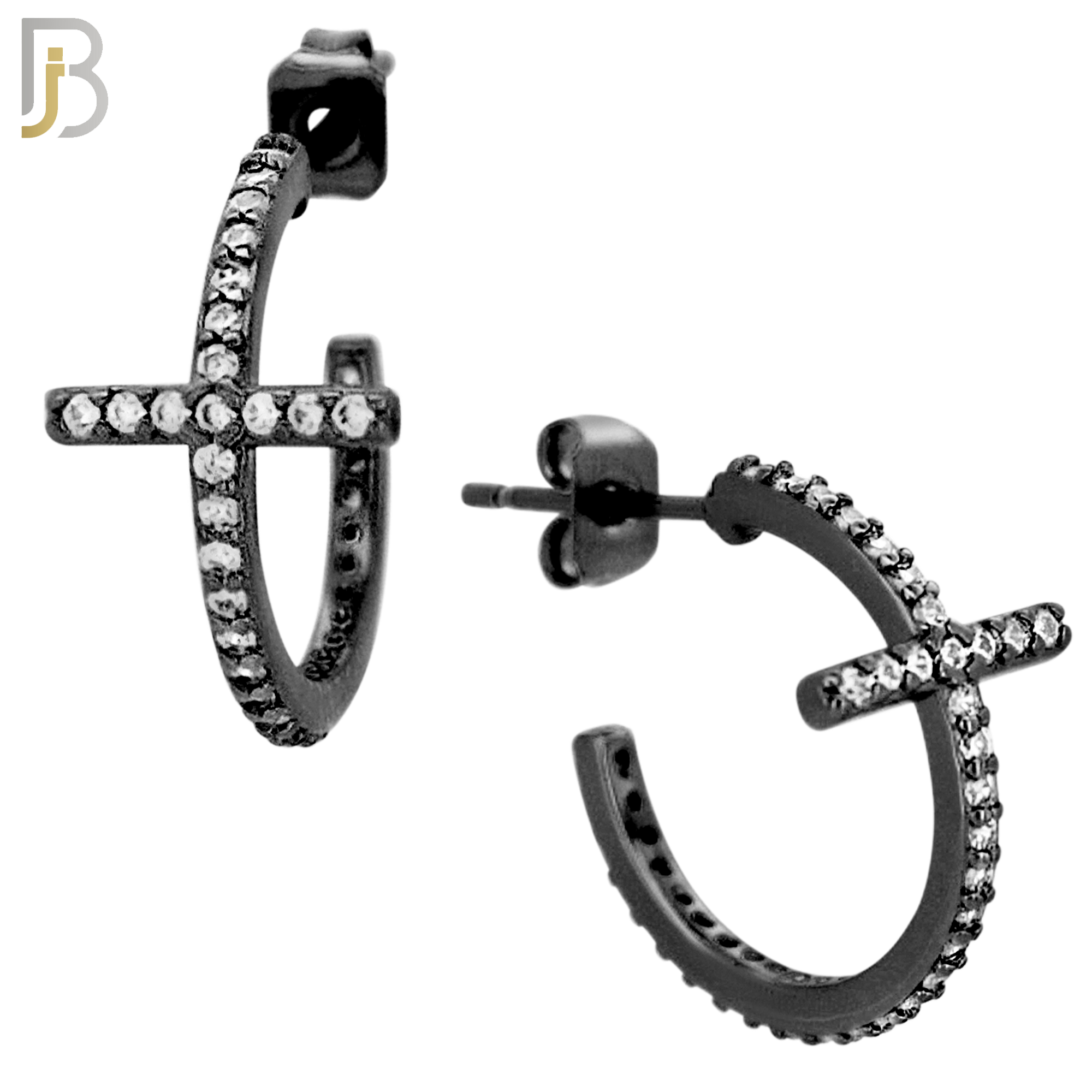 ES48 - 316L Stainless Steel 18x10 Cross with Zircon Push Backing image 3