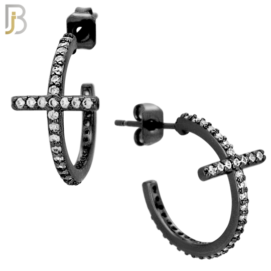 ES48 - 316L Stainless Steel 18x10 Cross with Zircon Push Backing image 3