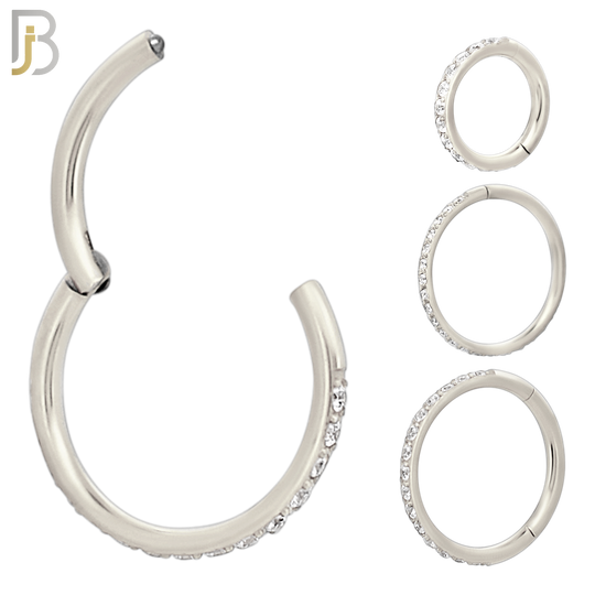CT94S - 316 Stainless Steel Hinged Hoop with Multi CZ Gems Nose Rings (PACK OF 6) image 0