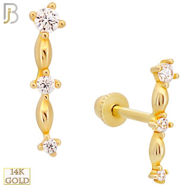 14-TB92 - 14k Yellow Gold 3 Star Constellation with Baby Screw Backing image 0