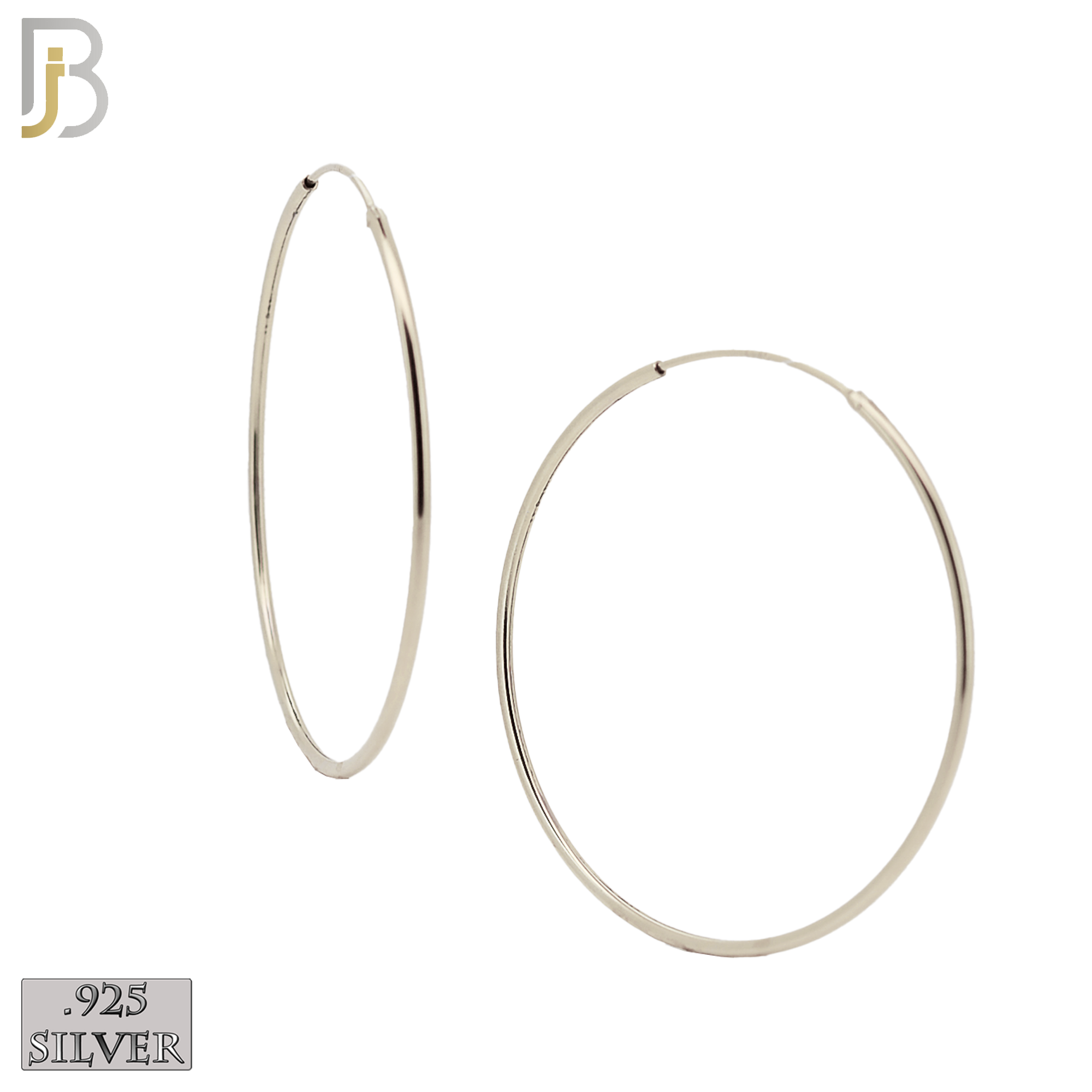 925-ES310S - .925 Sterling Silver Plain Hoop Earrings image 9