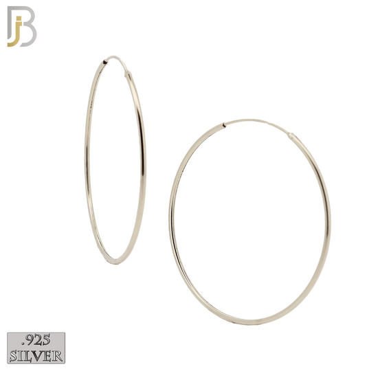 925-ES310S - .925 Sterling Silver Plain Hoop Earrings image 9