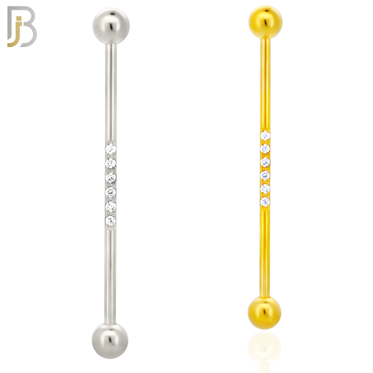 BB23 - 316L Surgical Steel Screw Bar Multi CZ Paved Design Barbell Industrial (PACK OF 4) image 0