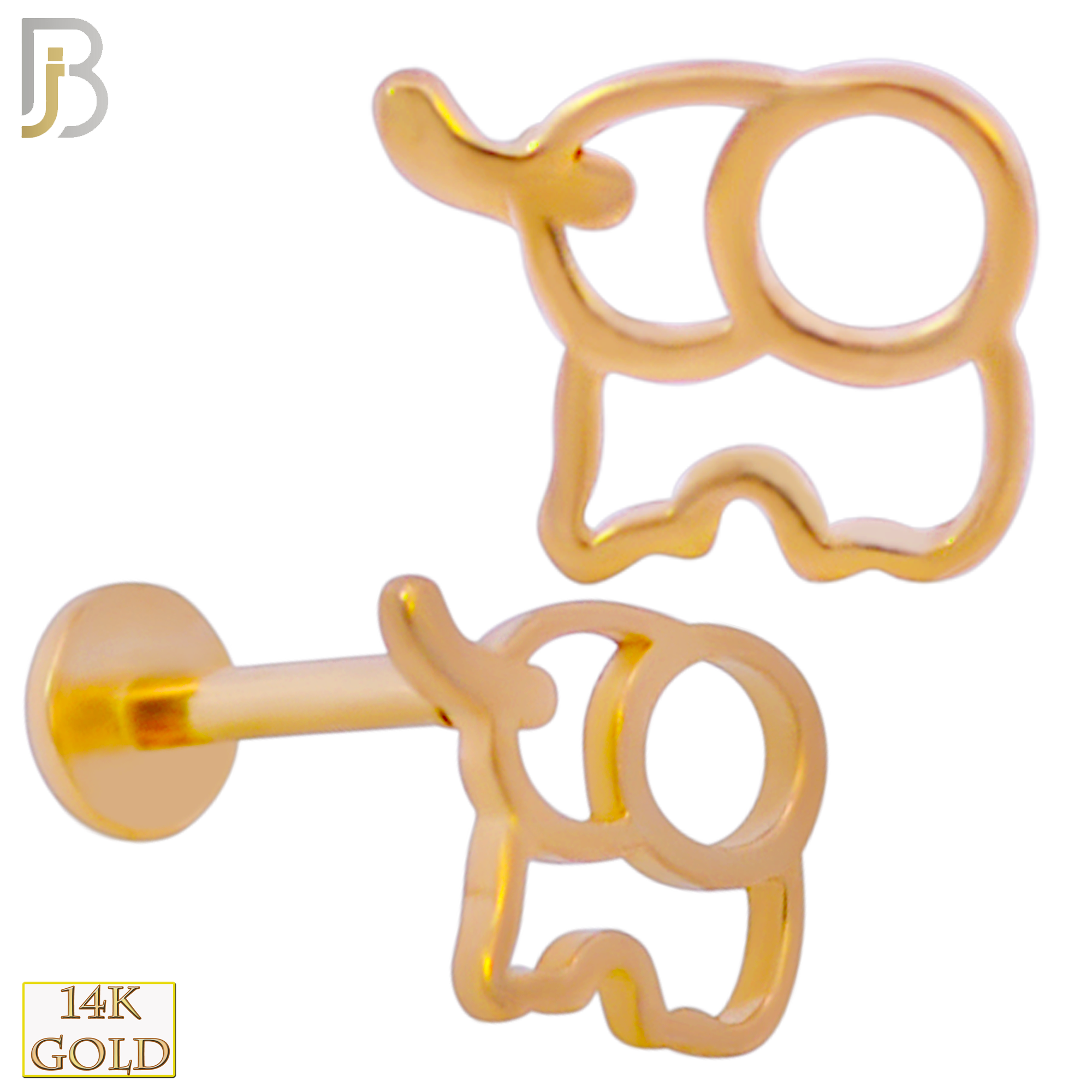 14-LB57 - 14k Yellow Gold Hollow Elephant Labret - Yellow Gold image