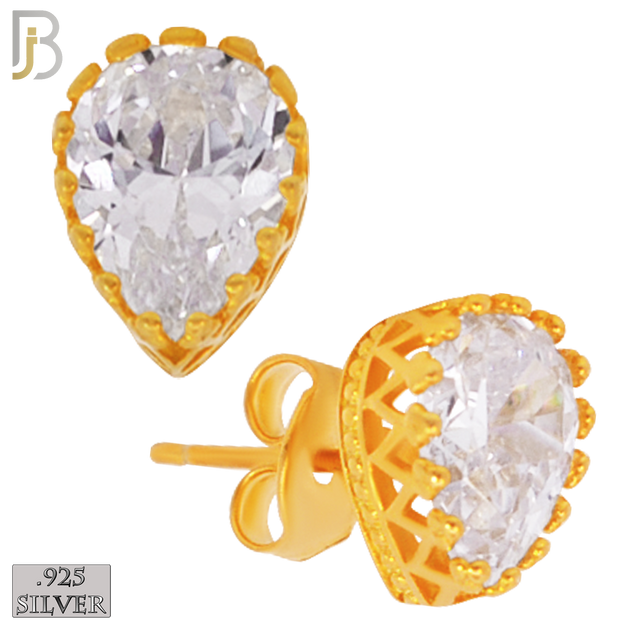 925-ES66 - .925 Sterling Silver Teardrop Crown Design  Prong Zircon Earring Stud image 2