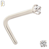 NR10S - 316L Surgical Steel Nose L-Shape Prong Set Zircon Round Nose Ring (PACK OF 6) image 1