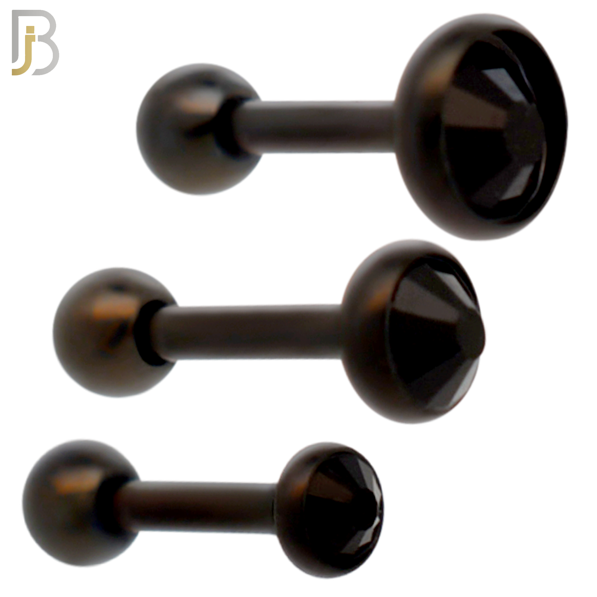 TB118KK -  Black Plated Black Color CZ 316L Stainless Steel Bezel Tragus/Cartilage Barbell (PACK OF 6) image 0