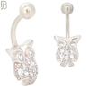 NB40 - 316L Stainless Steel Owl Design Banana Belly Navel Ring image 1