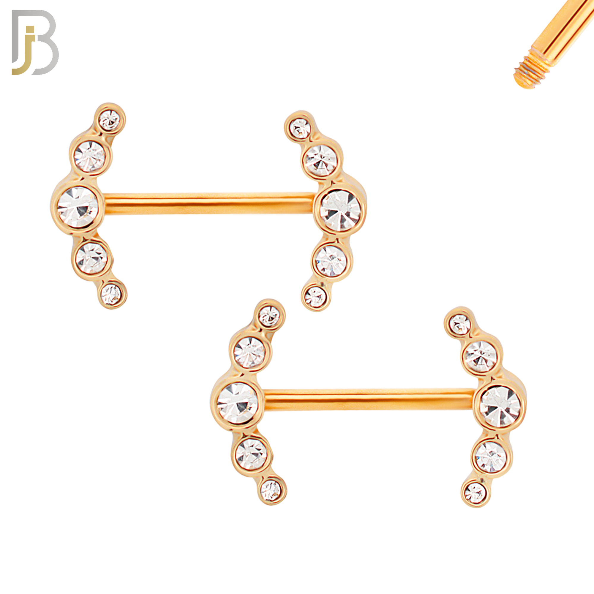 NP23 - 316L Surgical Steel Screw Double Sided Alloy Anchor with Zircon Pair image 3