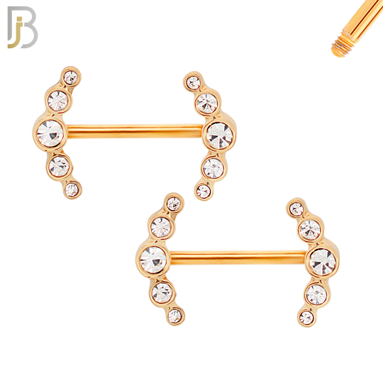 NP23 - 316L Surgical Steel Screw Double Sided Alloy Anchor with Zircon Pair image 3