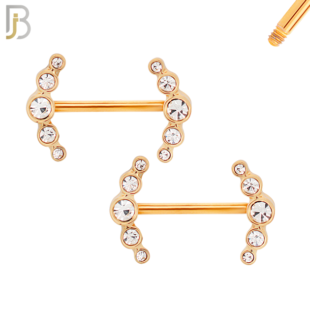 NP23 - 316L Surgical Steel Screw Double Sided Alloy Anchor with Zircon Pair image 3