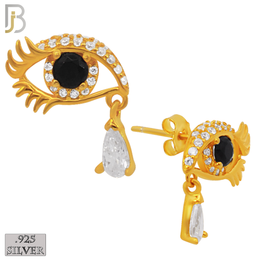 925-ES245 – .925 Sterling Silver Eyes with Tear Drop Design Earring Stud with Zircon image 2
