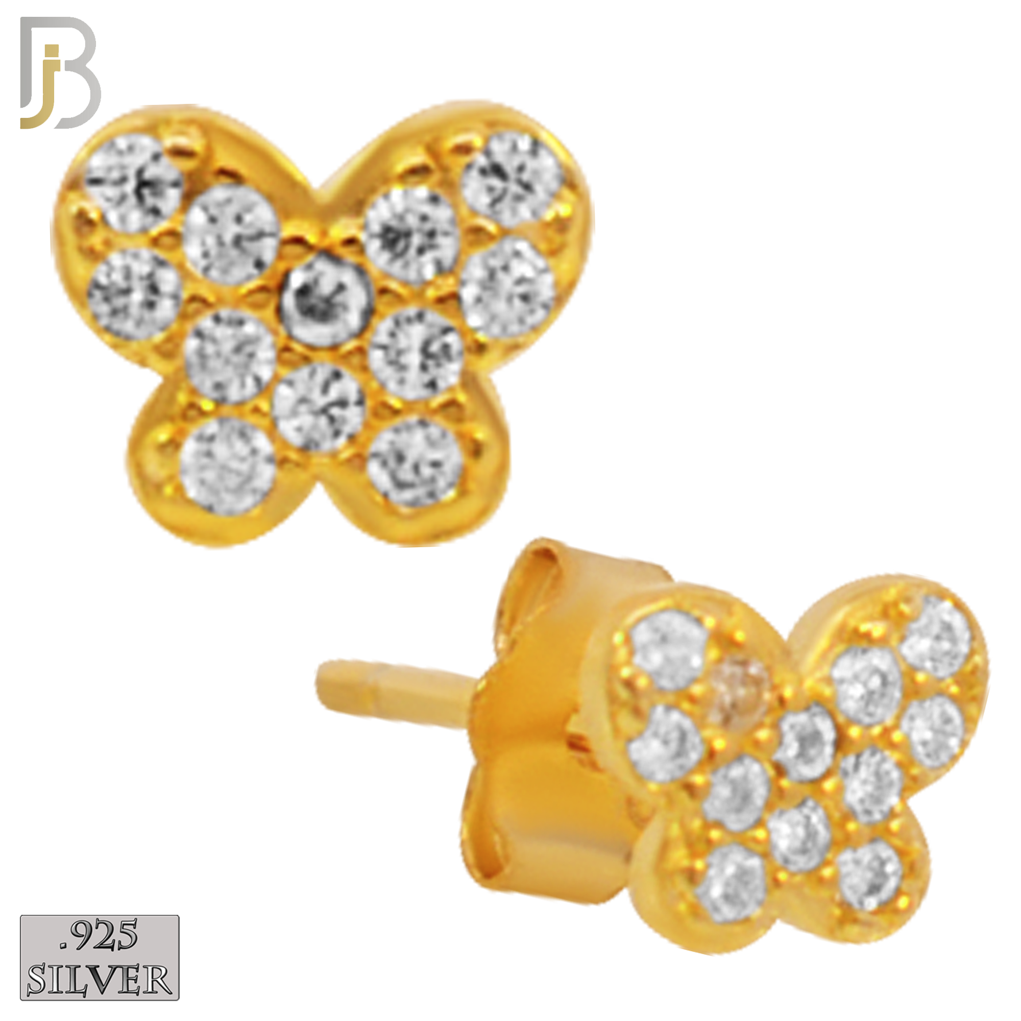 925-ES34 - .925 Sterling Silver Butterfly Zircon Earring Stud image 2