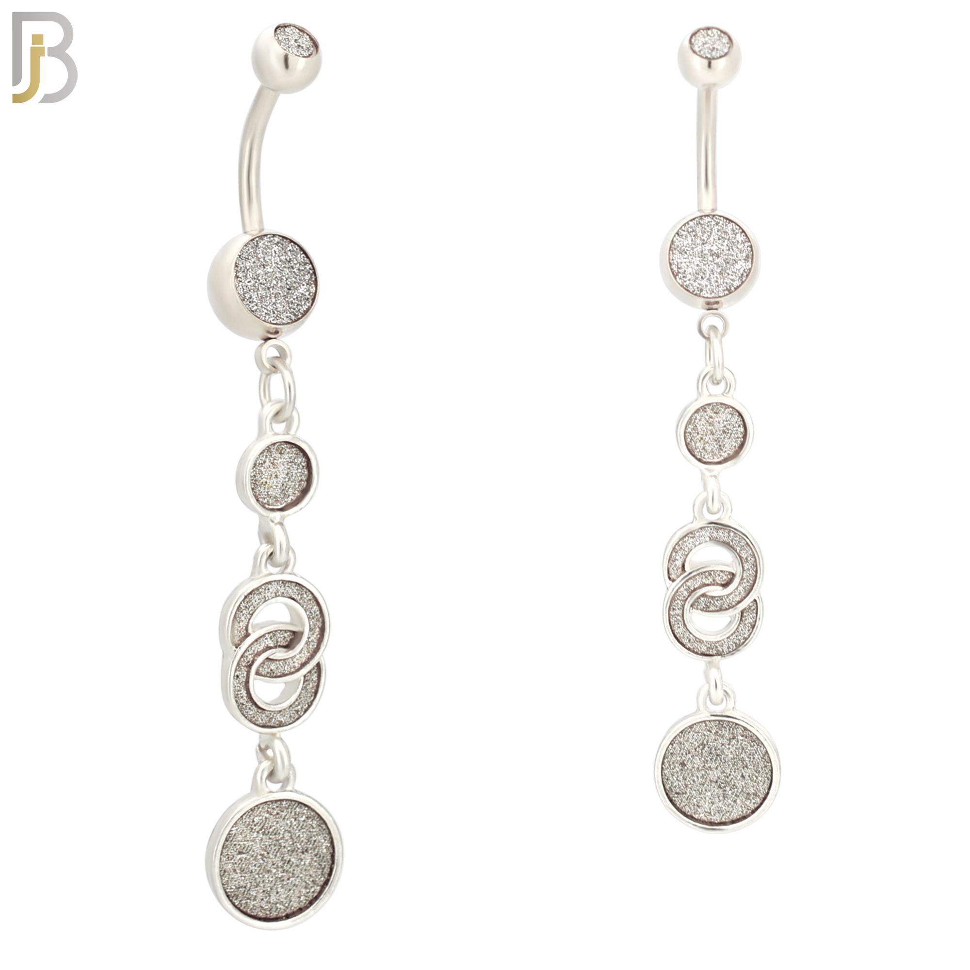 N003 - 316L Stainless Steel Dangling Infinity Round Sandpaper Design Belly Ring with 4mm Screw Ball image 1