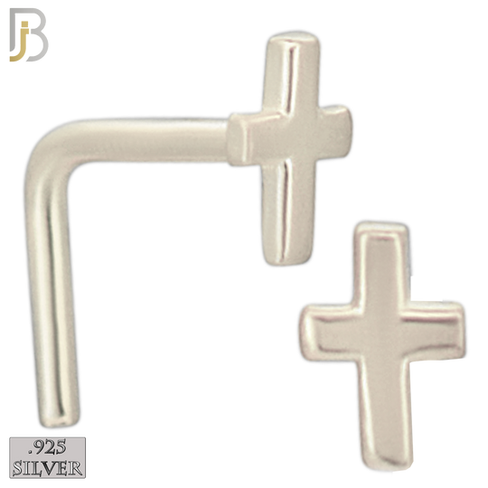 925-NR21LGS -  925 Sterling Silver Plain Flat Cross L Shape Nose Ring (Pack of 6) image 1