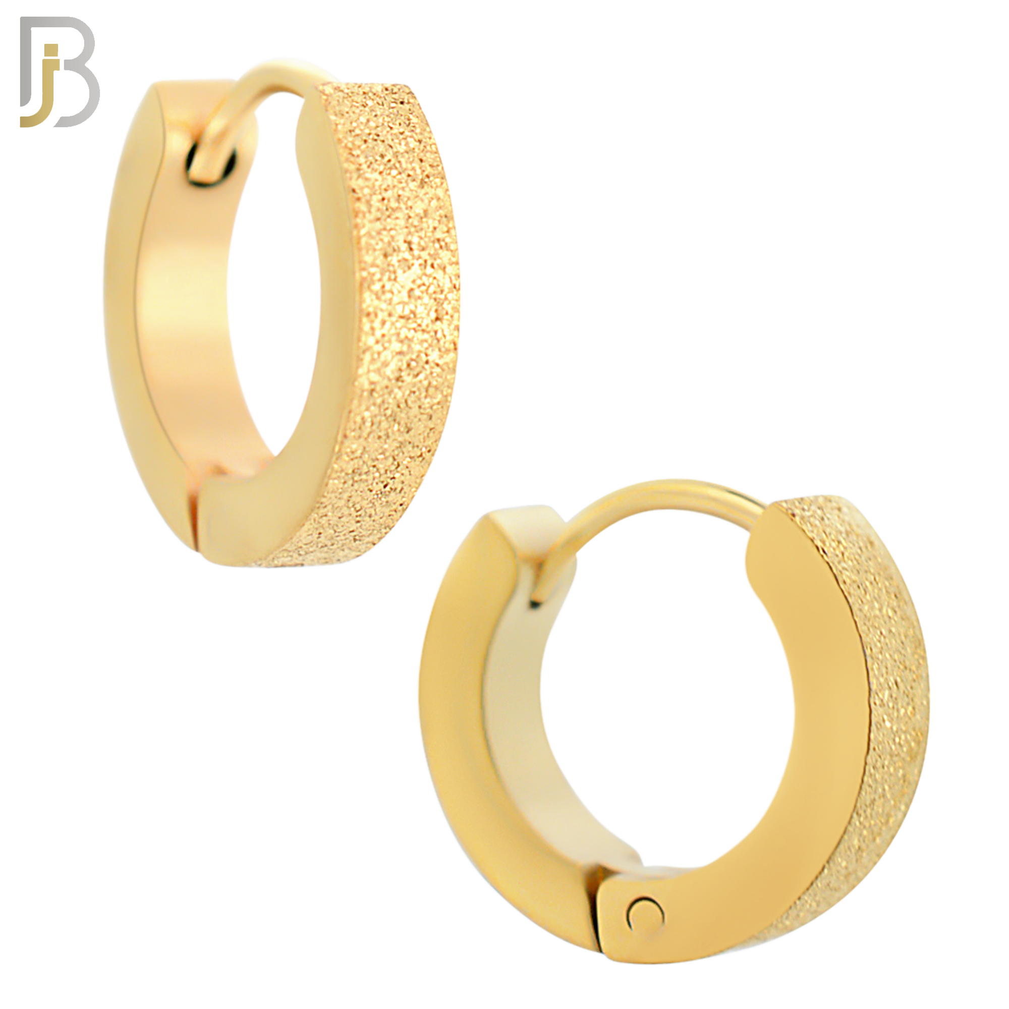 ES86G - 316L Stainless Steel Gold Plated Sandpaper Design Huggies Clip On image 2