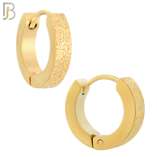 ES86G - 316L Stainless Steel Gold Plated Sandpaper Design Huggies Clip On image 2