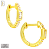 925-ES457 - 925 Sterling Silver Huggies Hoop Earrings with Baguette Zircon in Bezel Setting and Side Stones image 2
