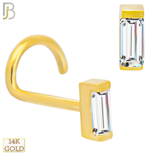 14-NR106C - 14k Solid Gold Baguette Shaped CZ in Bezel Setting Nose Screw image 0