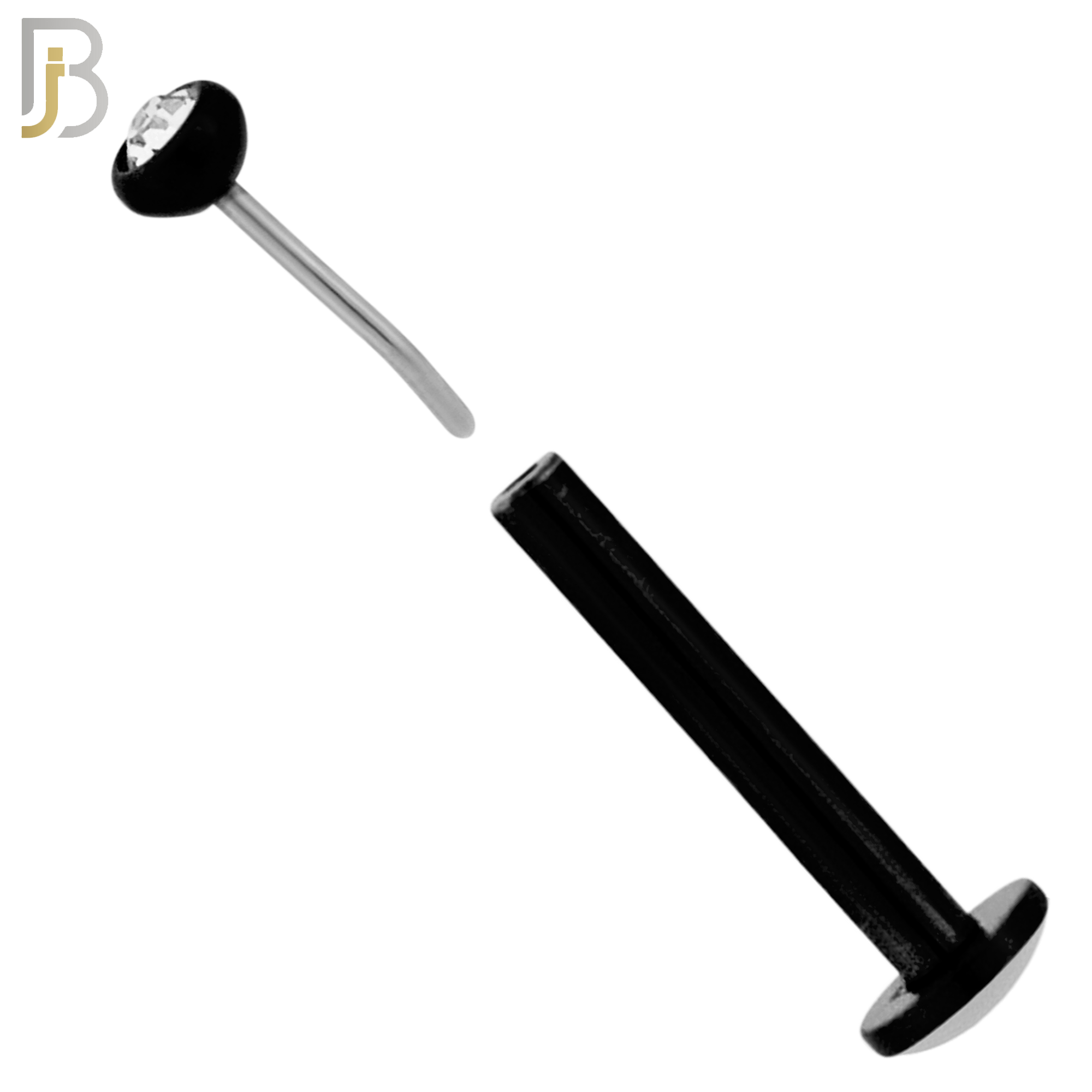 LB16K16 - 16g Thicknesss 316L Surgical Steel Black Plated Press Fit Bezel Setting Push In  Zircon (PACK OF 6) image 1