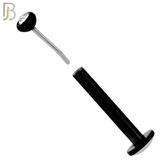 LB16K16 - 16g Thicknesss 316L Surgical Steel Black Plated Press Fit Bezel Setting Push In  Zircon (PACK OF 6) image 1