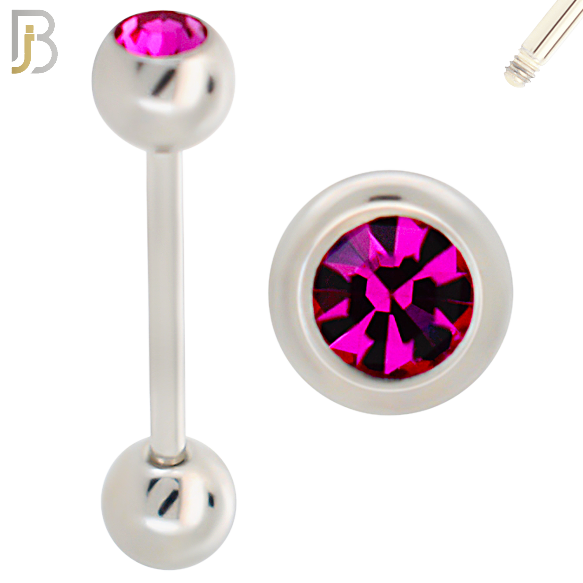 BB05S-6 - 316L Surgical Steel Screw Barbell with 6mm Bezel Ball External Threaded (PACK OF 6) image 4