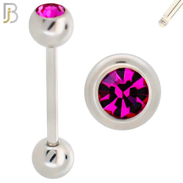 BB05S-6 - 316L Surgical Steel Screw Barbell with 6mm Bezel Ball External Threaded (PACK OF 6) image 4