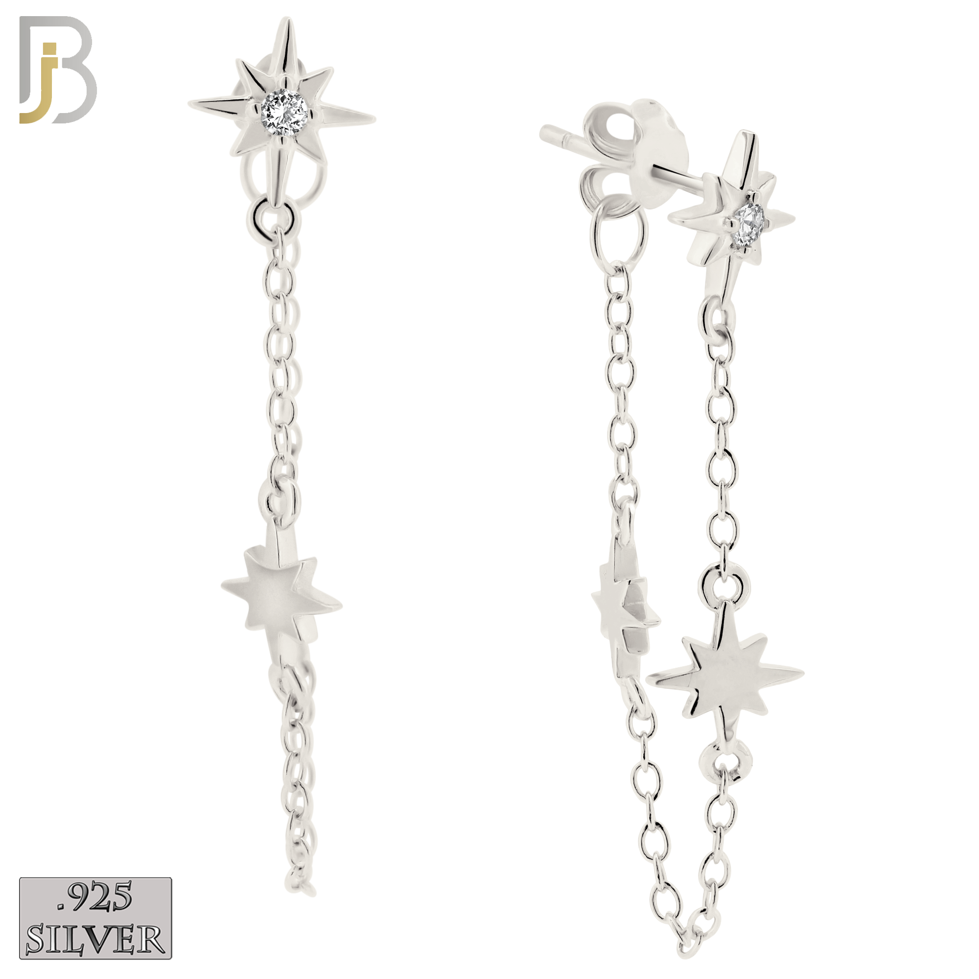 925-ES391 - .925 Sterling Silver Starburst with Dangling Starburst Drop Connector image 0