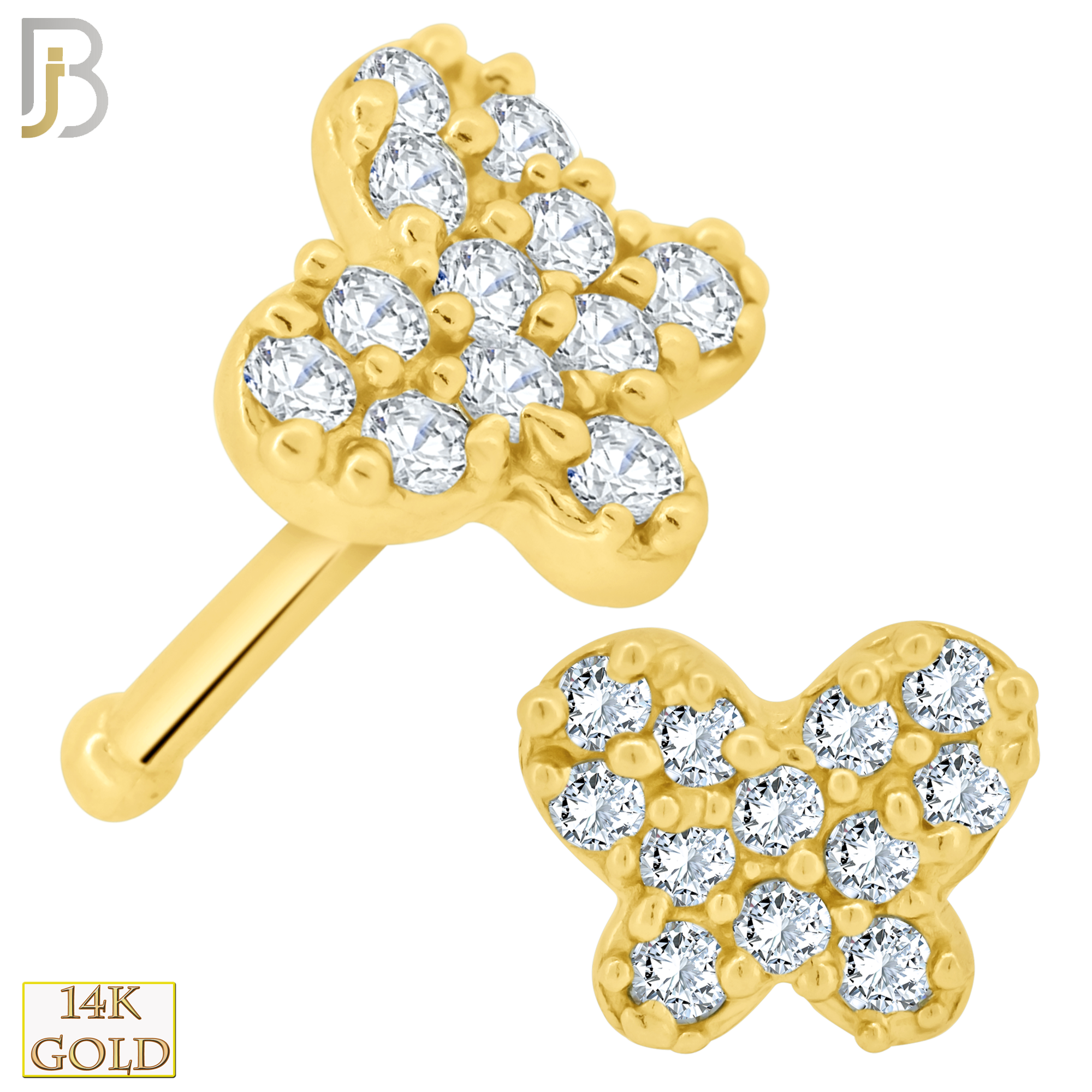 14-NR47B - 14k Yellow Gold Butterfly Shape with CZ Nose Bone image 0