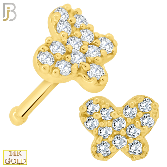 14-NR47B - 14k Yellow Gold Butterfly Shape with CZ Nose Bone image 0