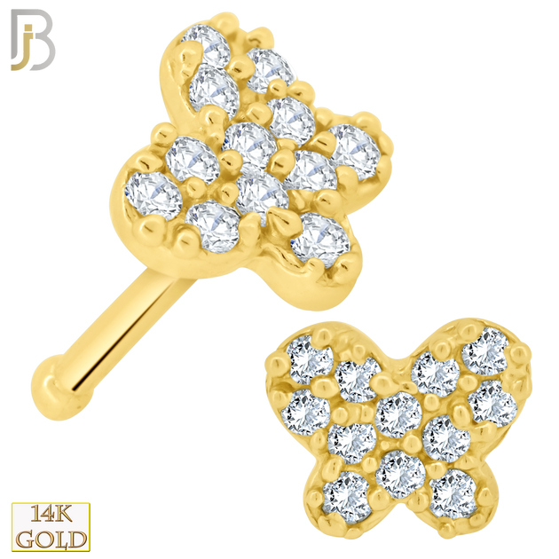 14-NR47B - 14k Yellow Gold Butterfly Shape with CZ Nose Bone image 0