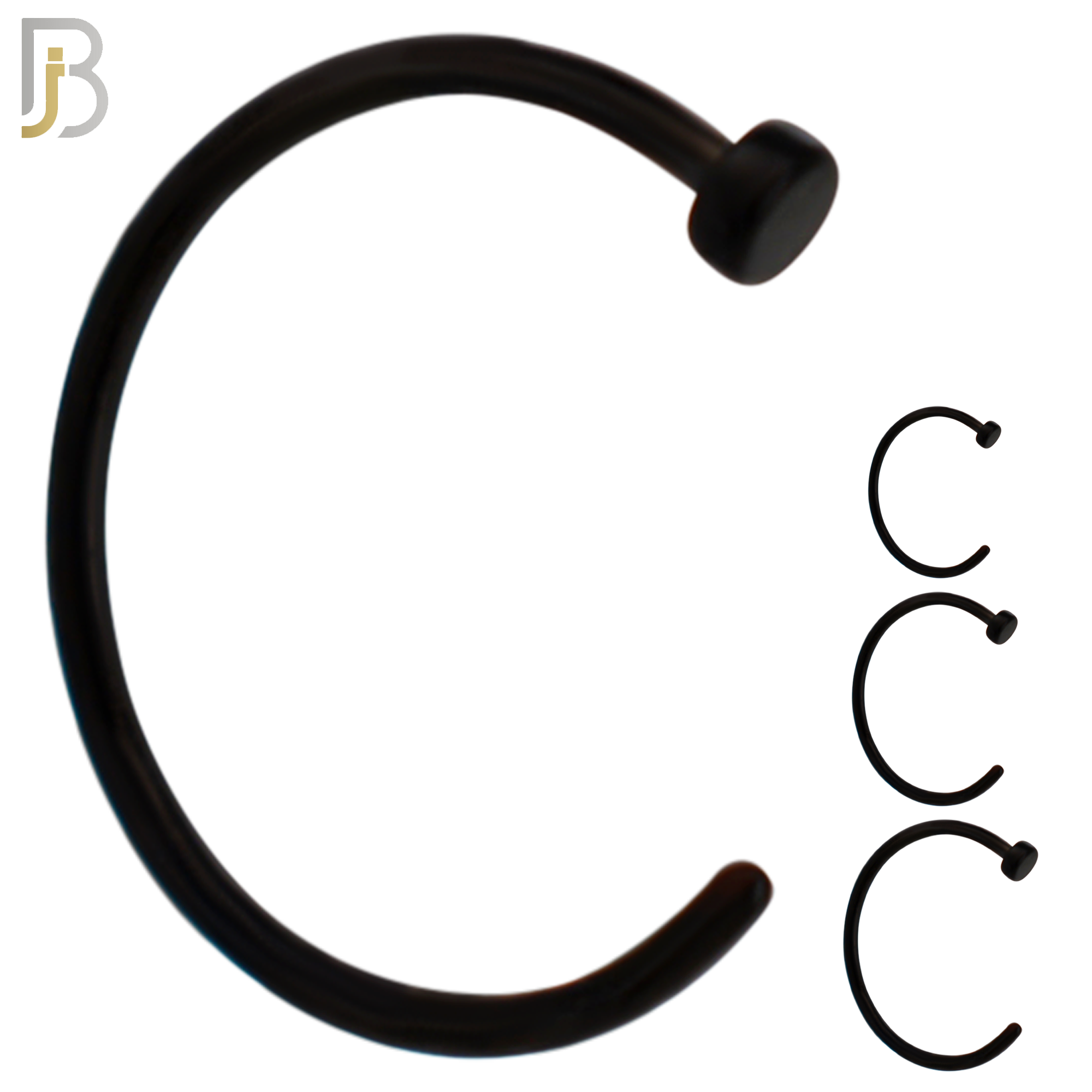 CT09K - 20g Thickness Black Plated 316L Surgical Steel Hoops Piercing Half Moon Design (PACK OF 6) image 0