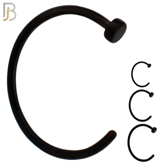 CT09K - 20g Thickness Black Plated 316L Surgical Steel Hoops Piercing Half Moon Design (PACK OF 6) image 0